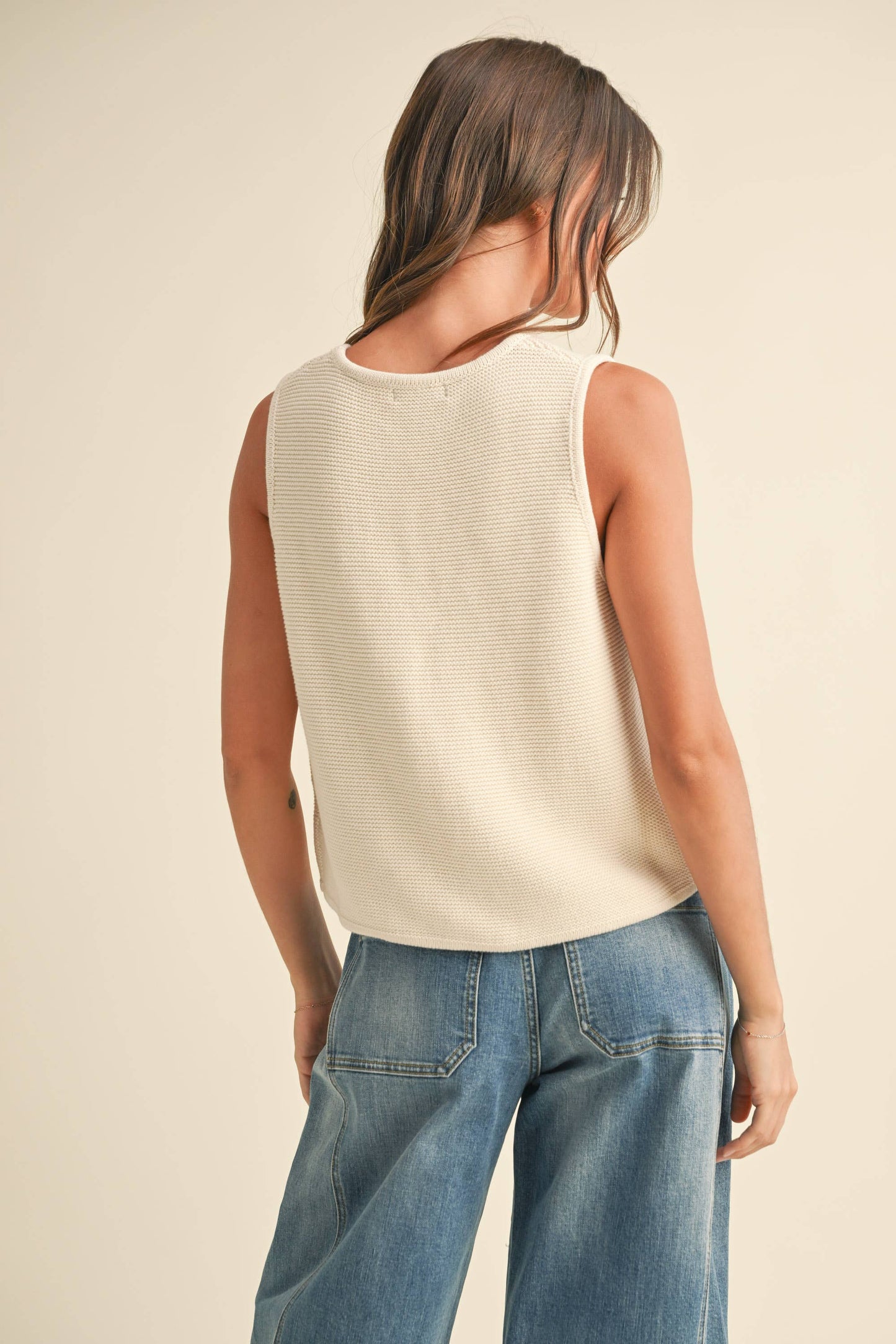 MIOU MUSE - T4076 TIED FRONT KNITTED VEST