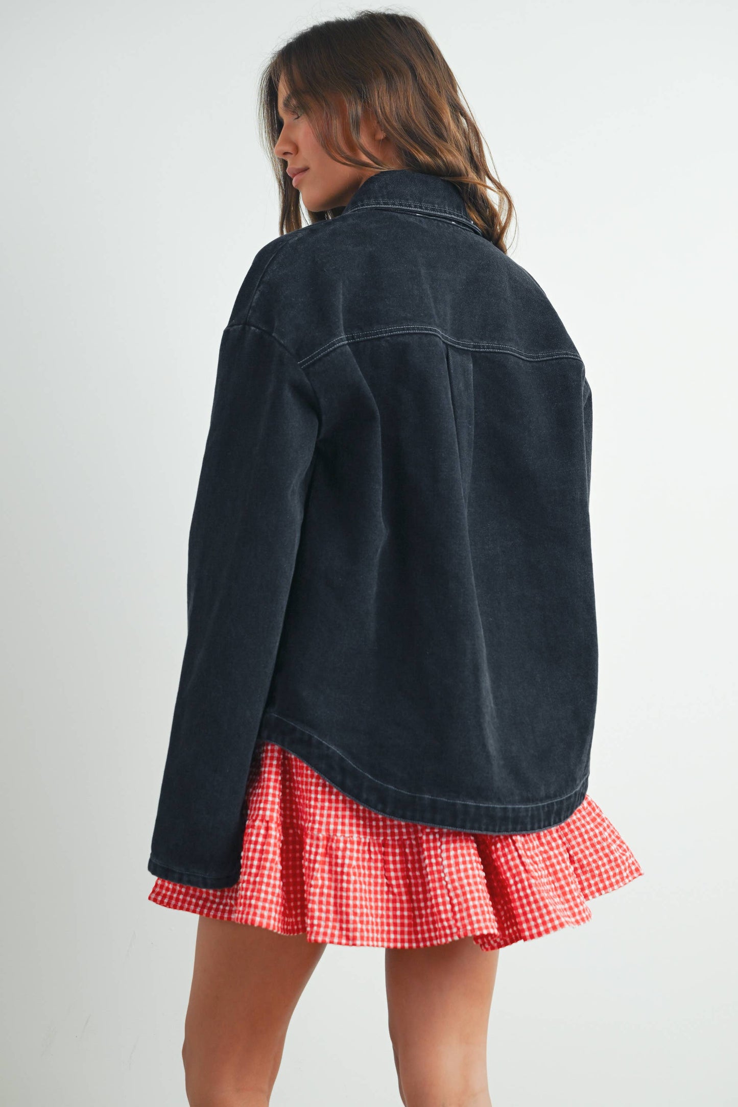 BUTTERMELON - High Waist Tiered Check Skirt - BMS7530-B
