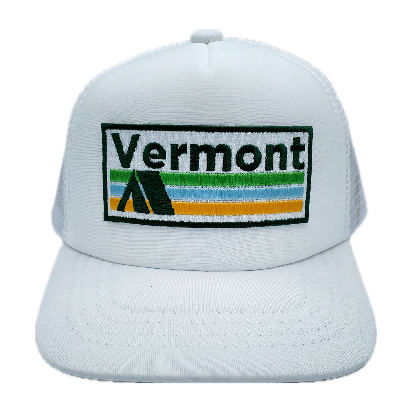 Hey Mountains - Baby Vermont Trucker Hat - Retro Camping