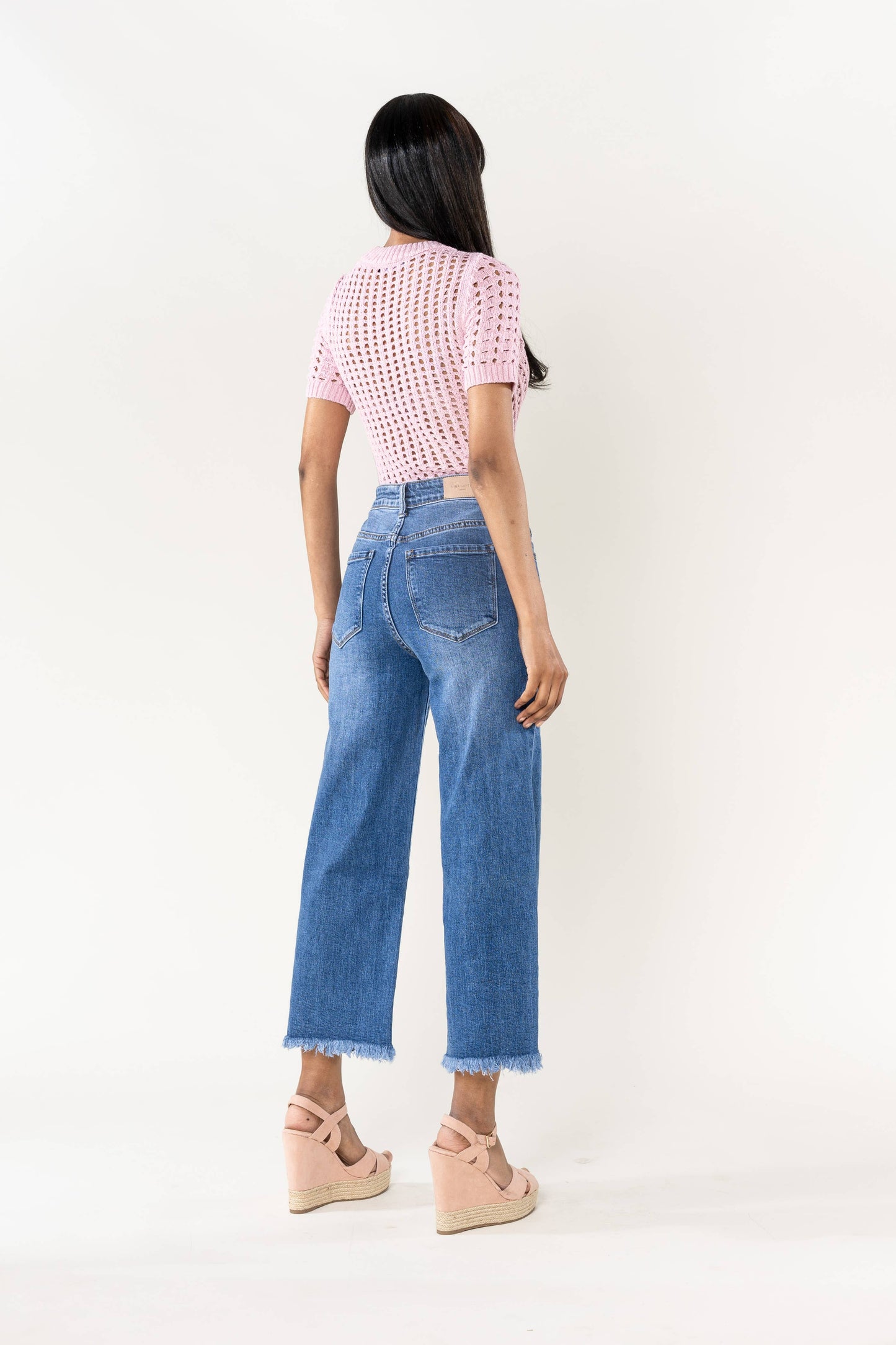 Nina Carter - Jean Nina Carter flare cropped frayed stretch QY1850