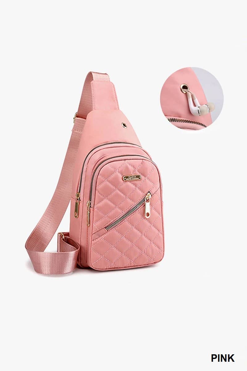 42POPS - `.Quilted Multi Pocket Crossbody Sling Bag