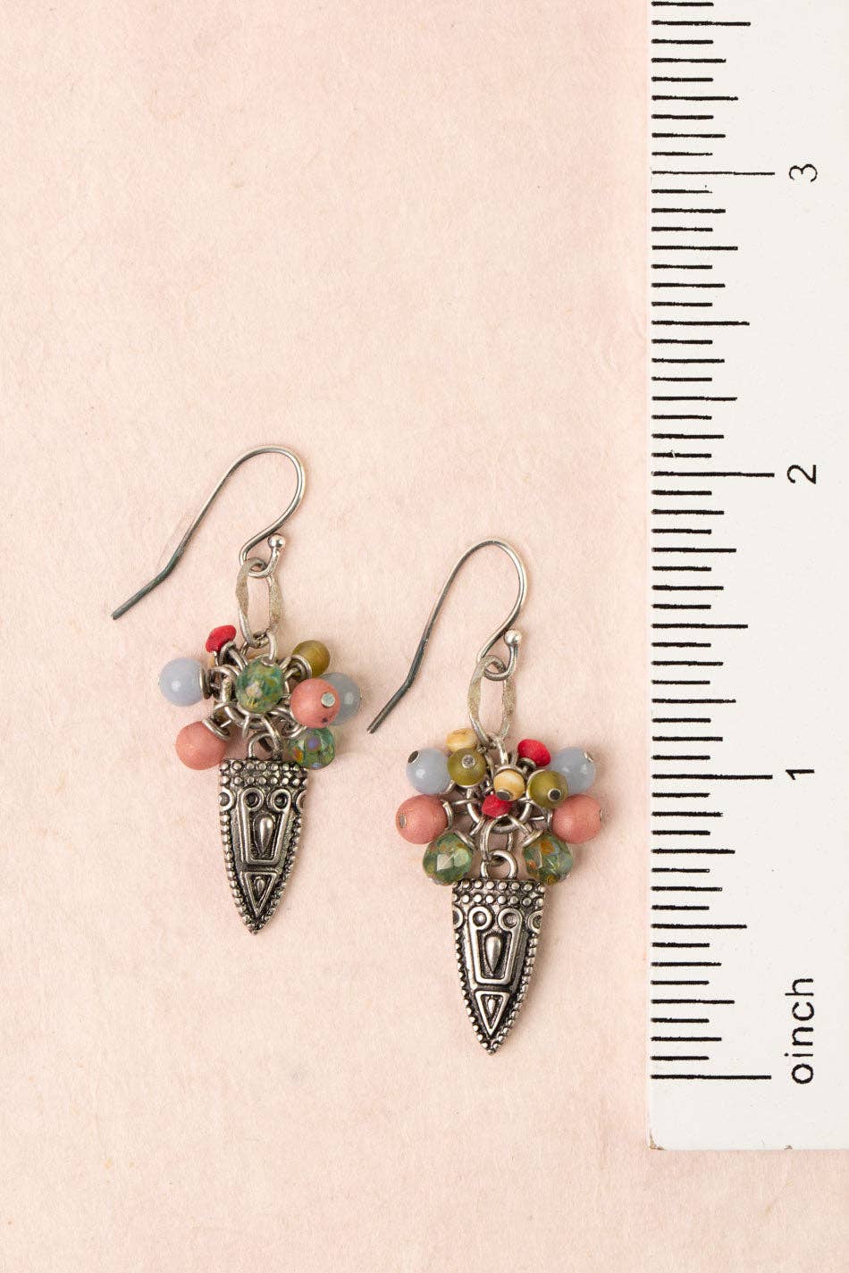 Anne Vaughan Designs Jewelry - Leilani Neon Apatite, Antique Silver Drop, Czech Glass Cluster Earrings