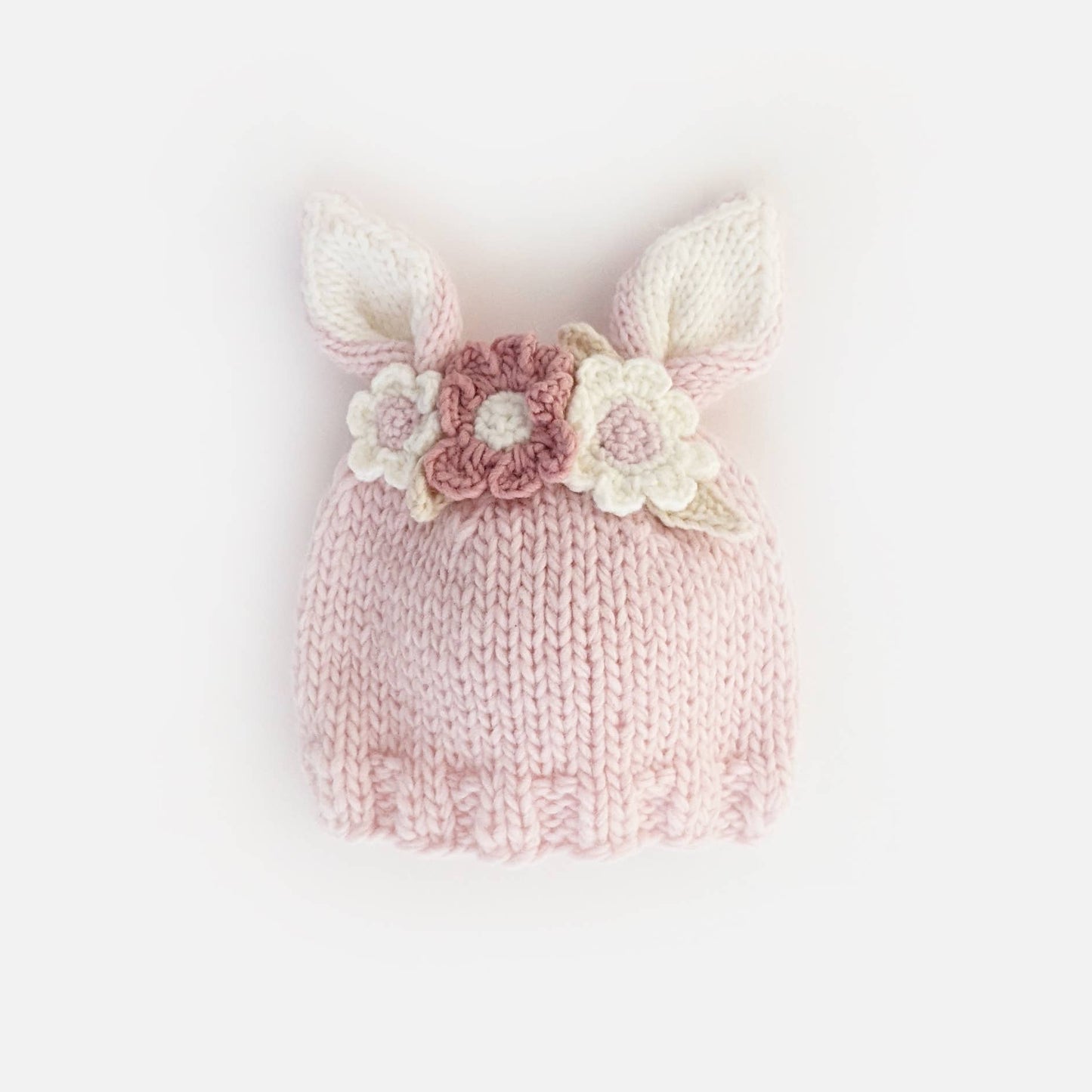 Huggalugs - Flower Bunny Beanie Blush Mono Beanie Baby & Kids