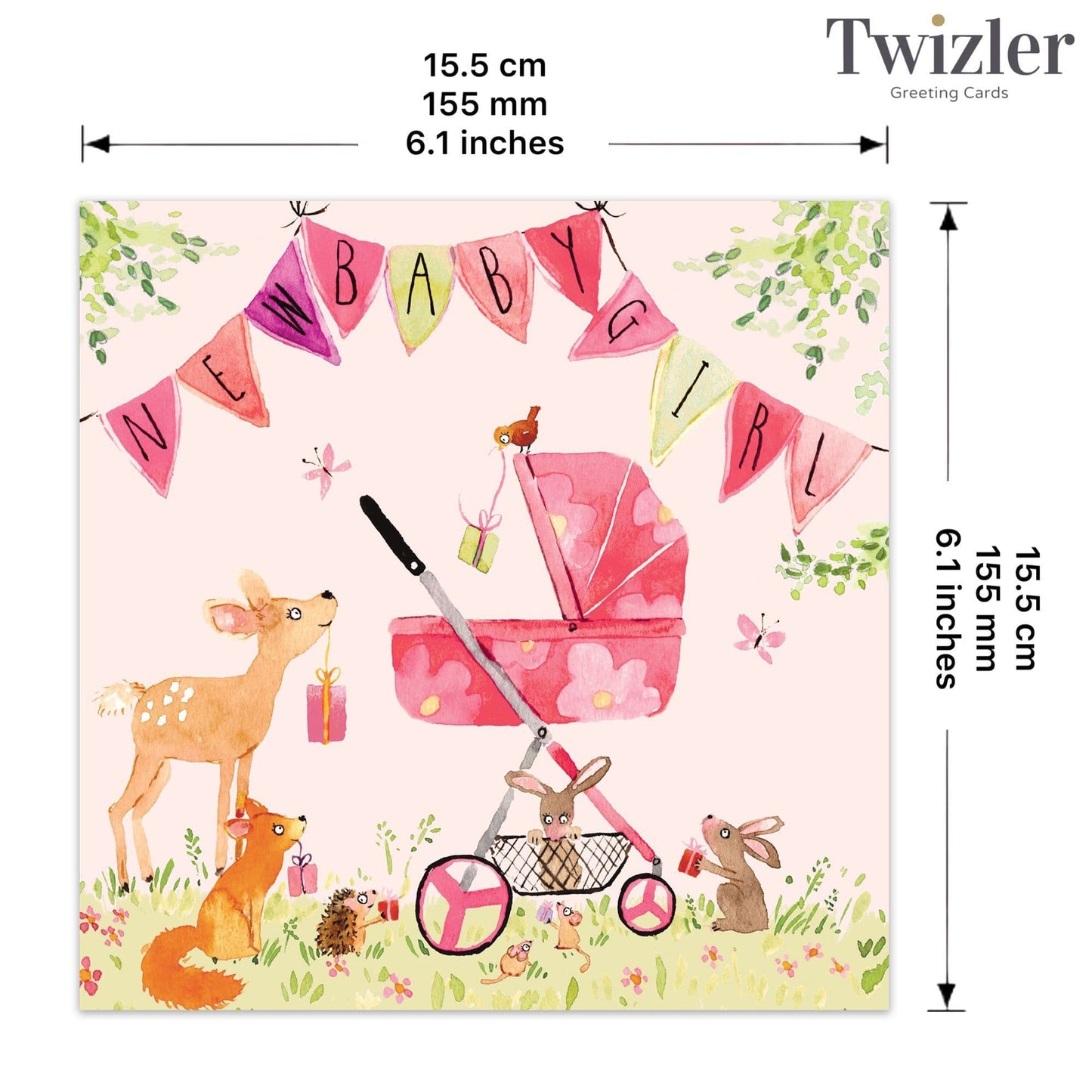 Twizler Ltd - New Baby Girl Card Woodland