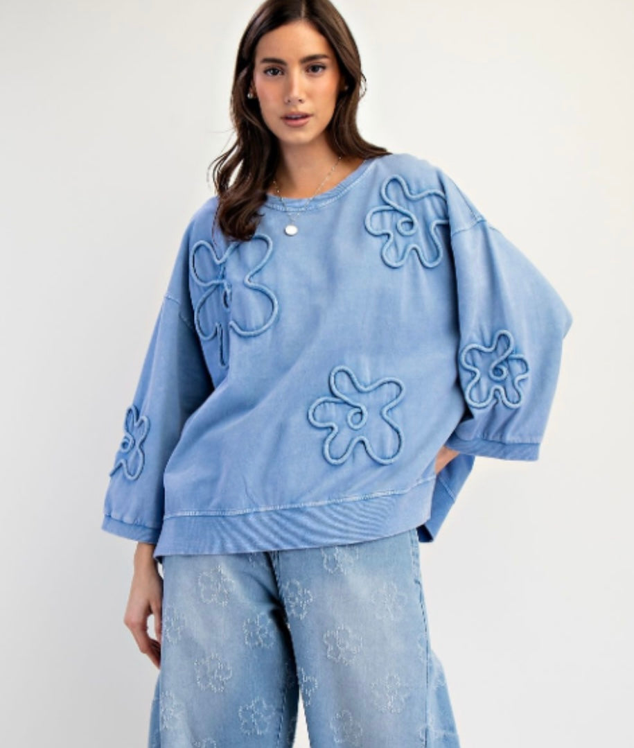 Blue Flower Sweatshirt