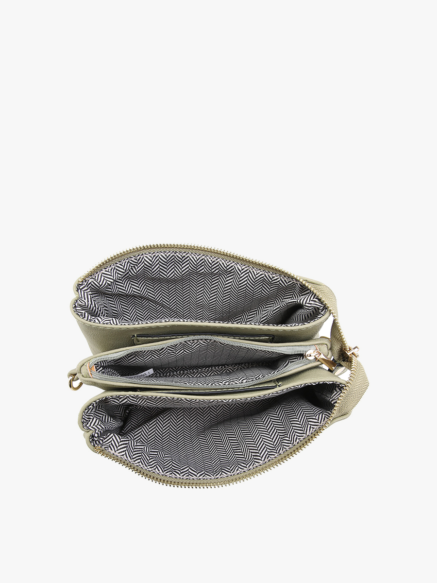 Jen & Co. - M013 Riley Monogrammable 3 Compartment Crossbody/Wristlet