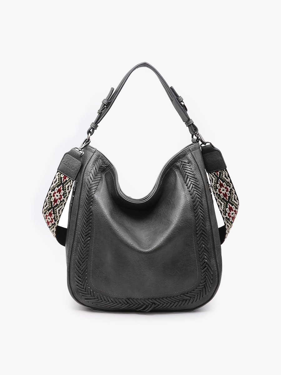 Jen & Co. - M2049 Aris Whipstitch Hobo/Crossbody w/ Guitar Strap
