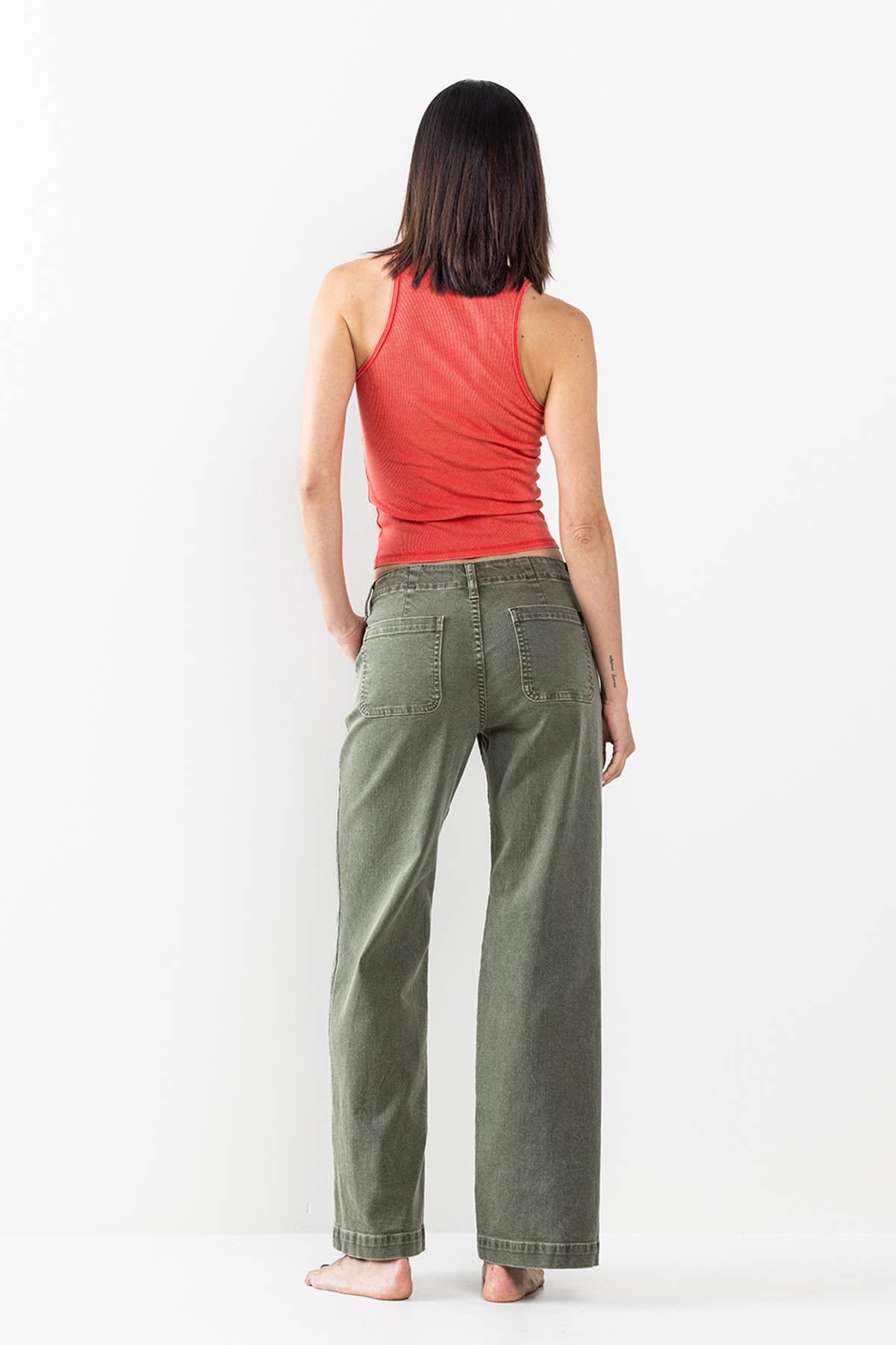 SneakPeek - MID RISE TROUSER WITH CENTER SEAMS IN OLIVE SP-P12625OV