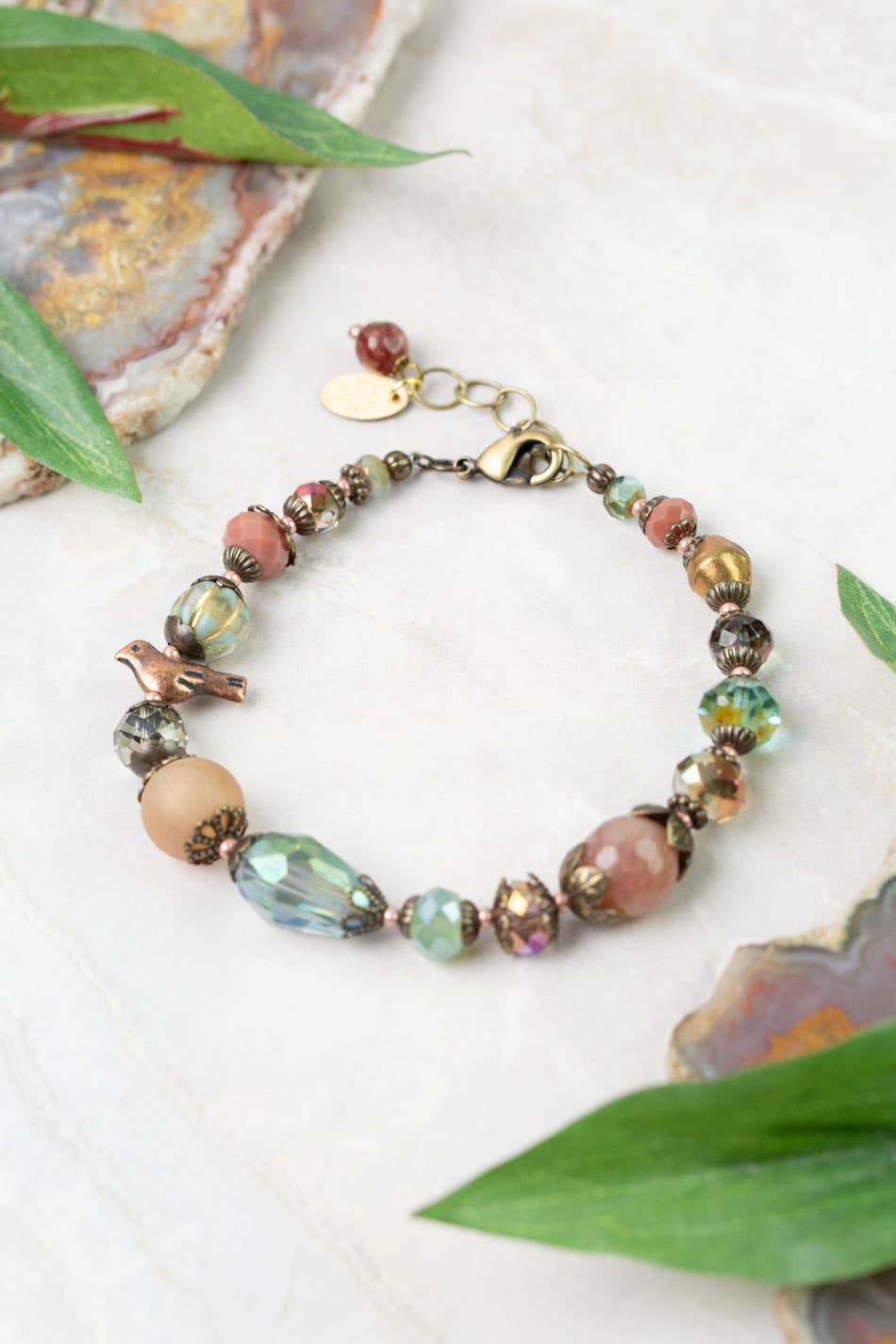 Anne Vaughan Designs Jewelry - Mauve Mix 7.75-8.75" Czech Glass, Druzy, Lepidolite Quartz S