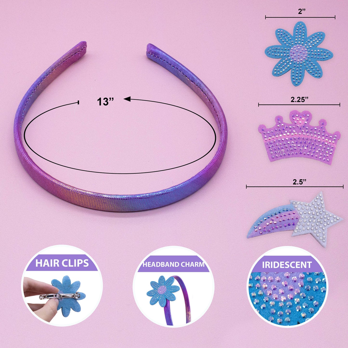 Frog Sac - Interchangeable Rhinestone Charm Headband and Hair Clips