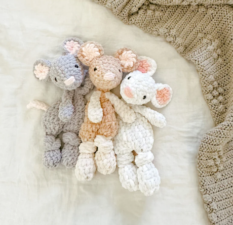 The Lumber Creek Co - Crochet Mouse Plushie Snuggler Lovey Stuffed Animal