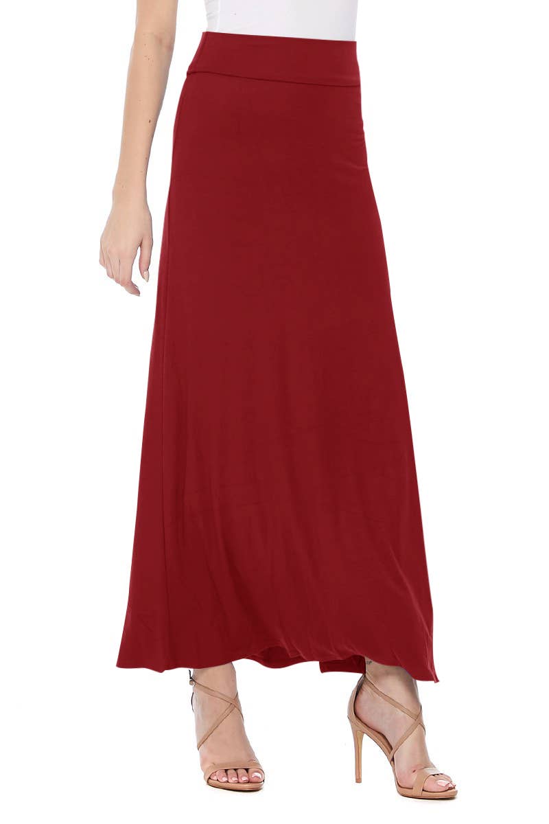 Solid Color Basic Casual Knit Long Maxi Skirt