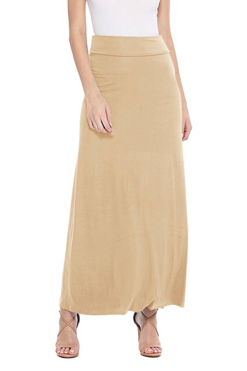 Solid Color Basic Casual Knit Long Maxi Skirt