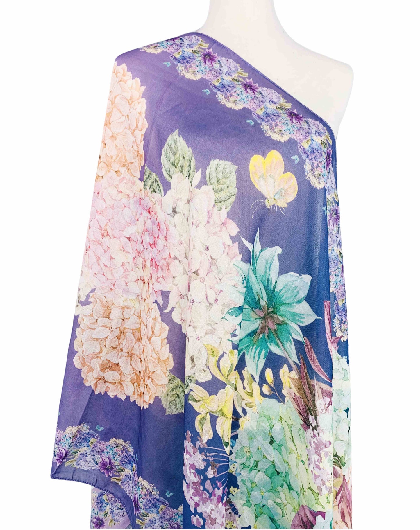 JC Sunny Fashion - Purple Hydrangea Scarf/Shawl