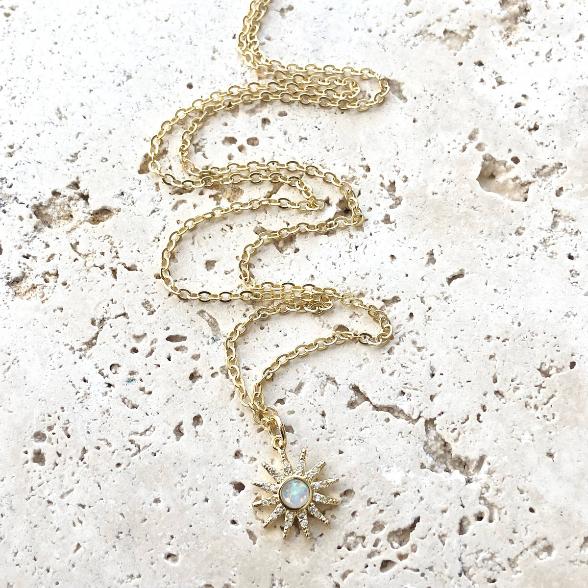 VB&CO Designs Handmade Jewelry - Opalite sun dainty necklace