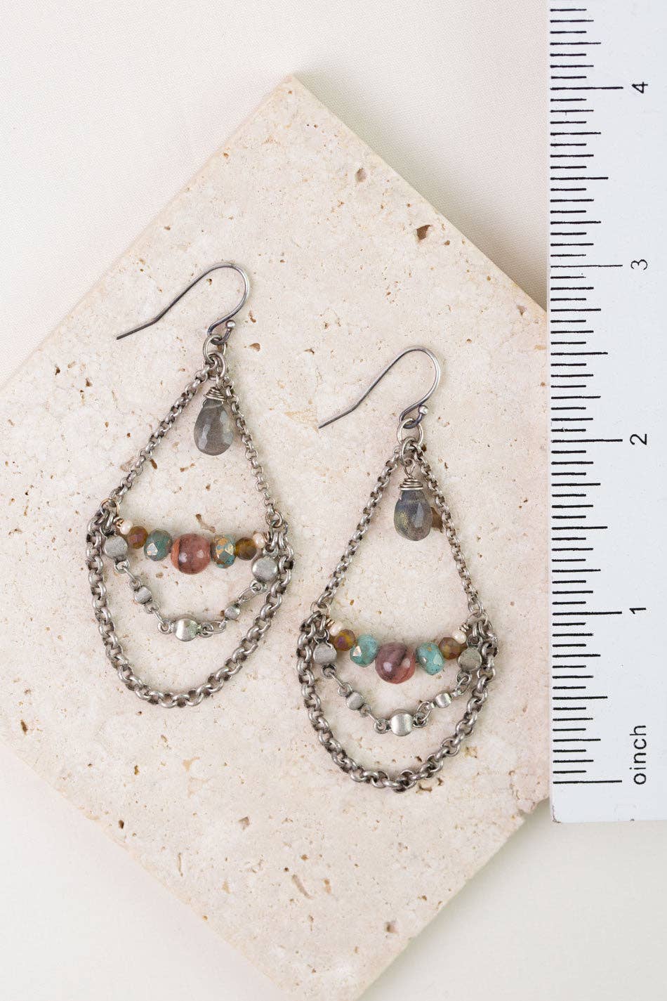 Anne Vaughan Designs Jewelry - Namaste Jasper, Labradorite, Czech Glass Statement Earrings
