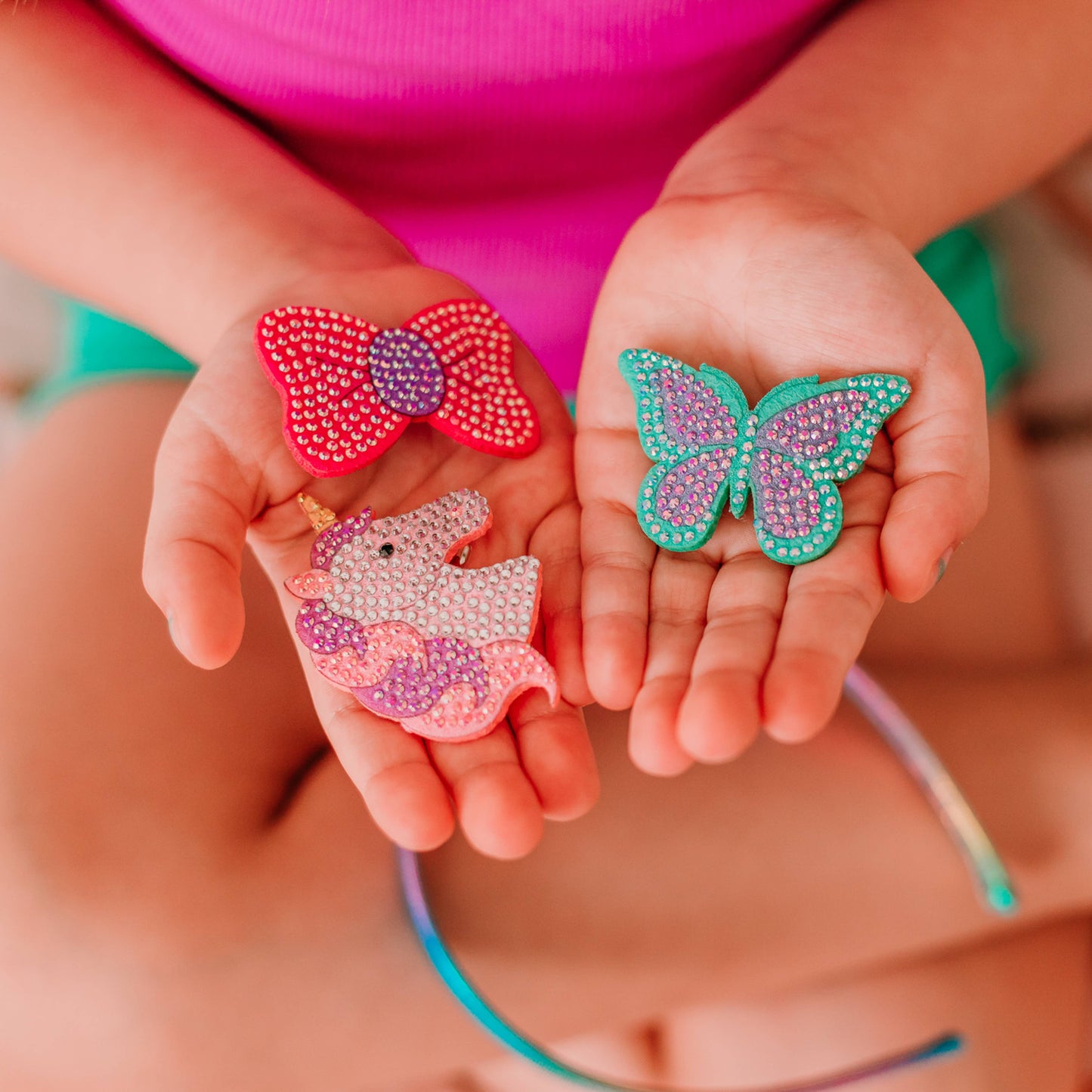 Frog Sac - Interchangeable Rhinestone Charm Headband and Hair Clips