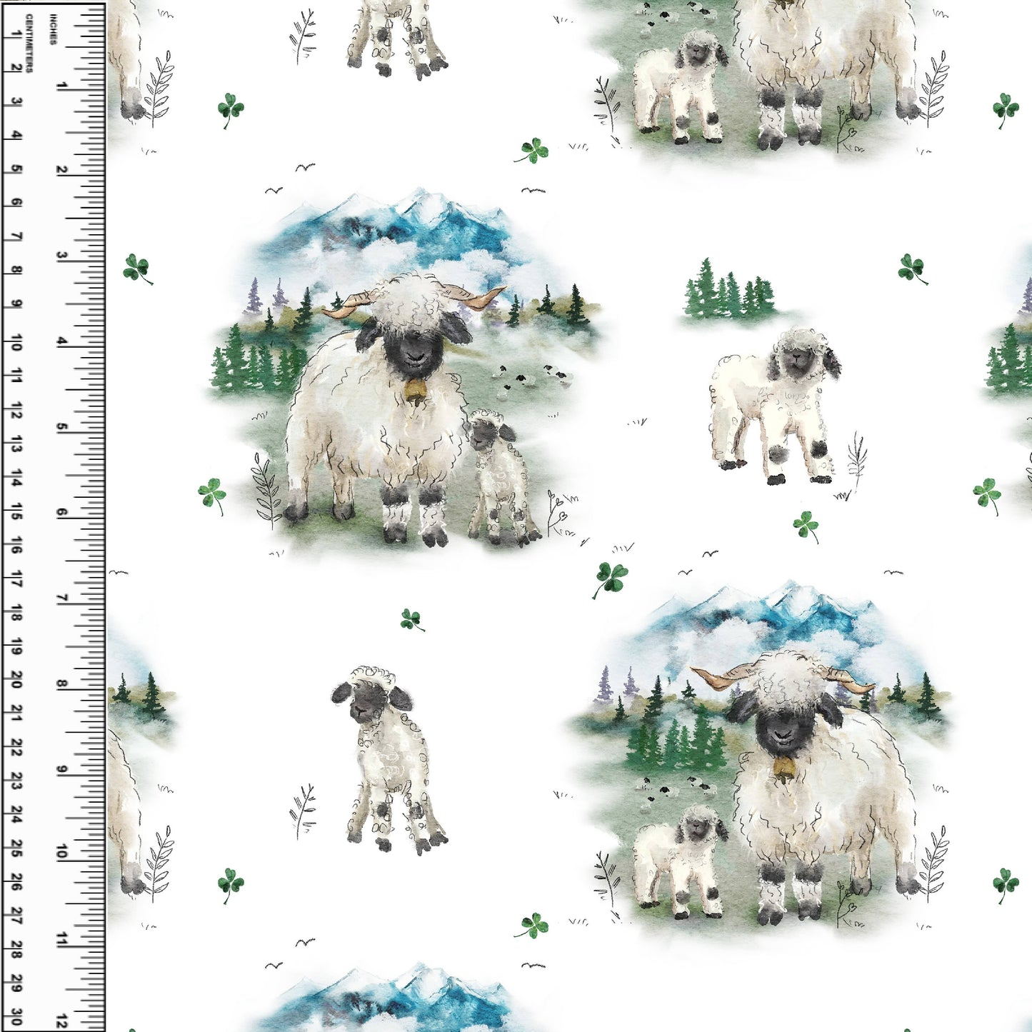 Busy Little Stitches - Valais Sheep on White Toddler Blanket