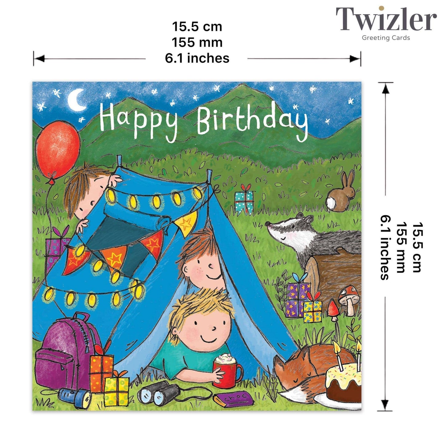 Twizler Ltd - Camping - Boys Happy Birthday Card