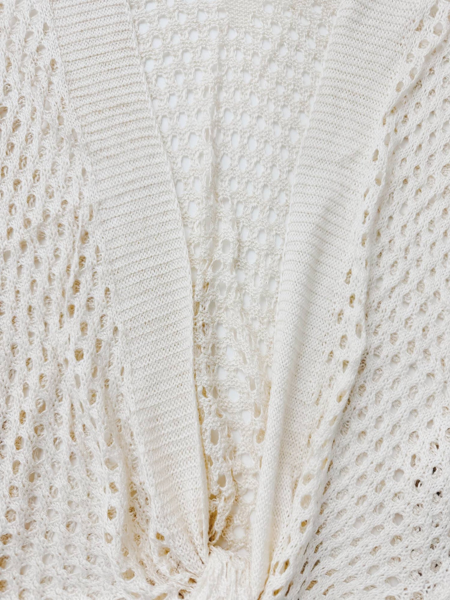 JC Sunny Fashion - JC063344 Eyelet Open-Knit Metallic Cardigan with Front Tie