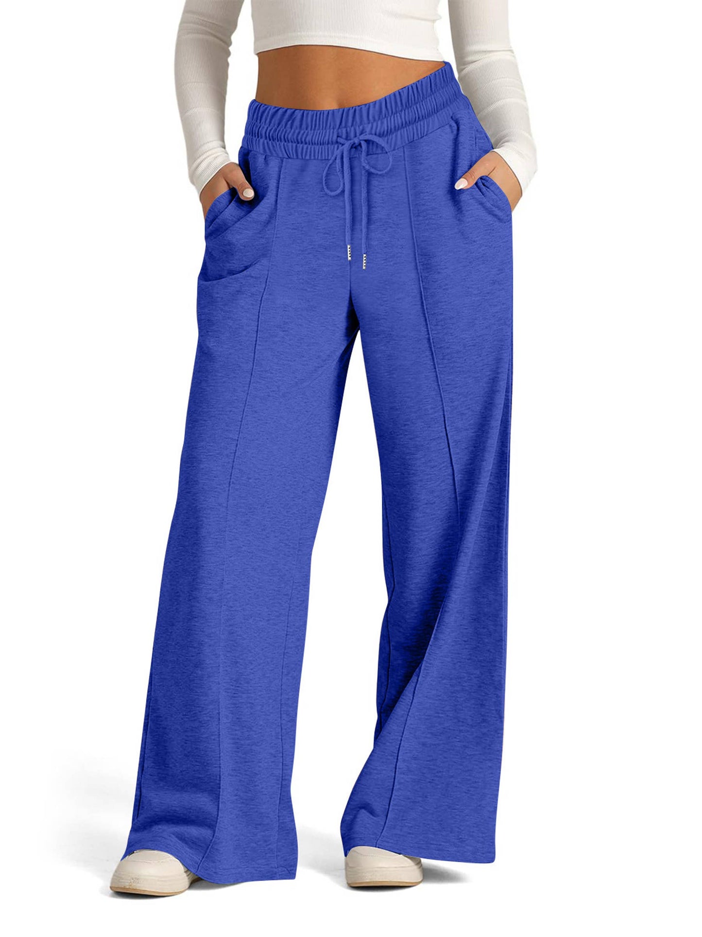 Wholesalesir - Solid Color Waist Wide Leg Casual Pants