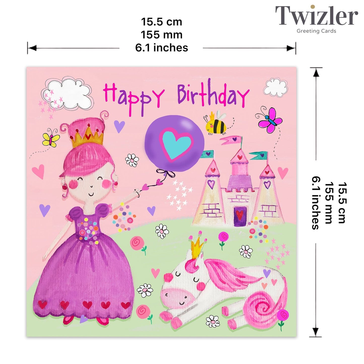 Twizler Ltd - Girl's Birthday Card Princess Balloon
