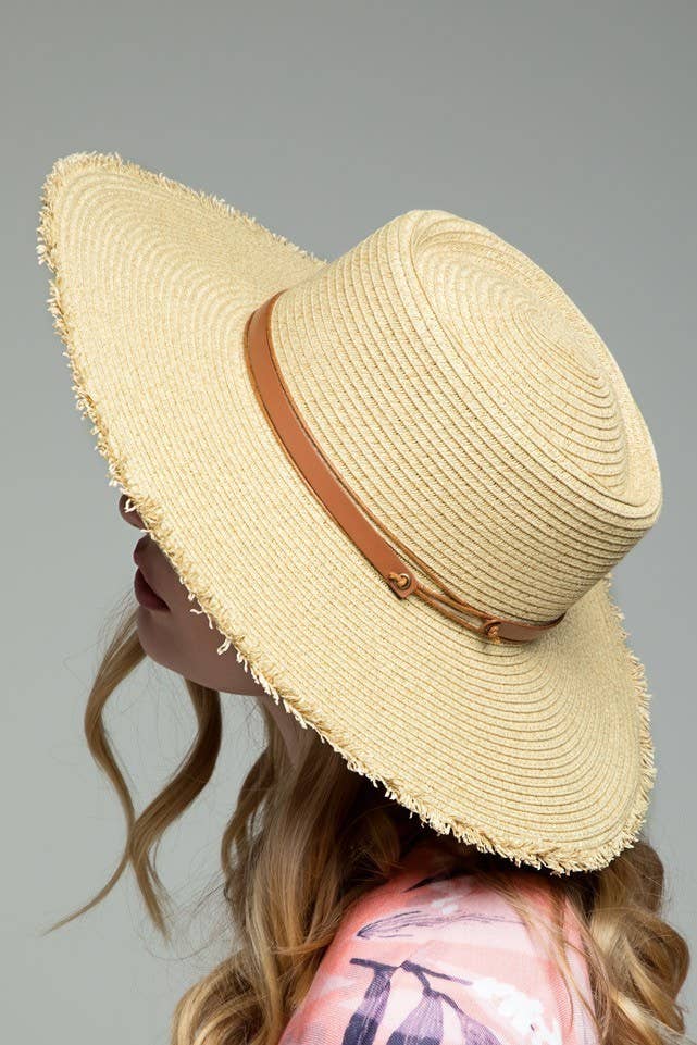 Urbanista Outlet - Wide Brim Frayed Straw Sun Hat