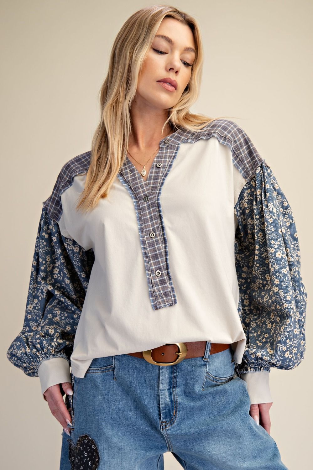 Plaid Mineral Wash Top
