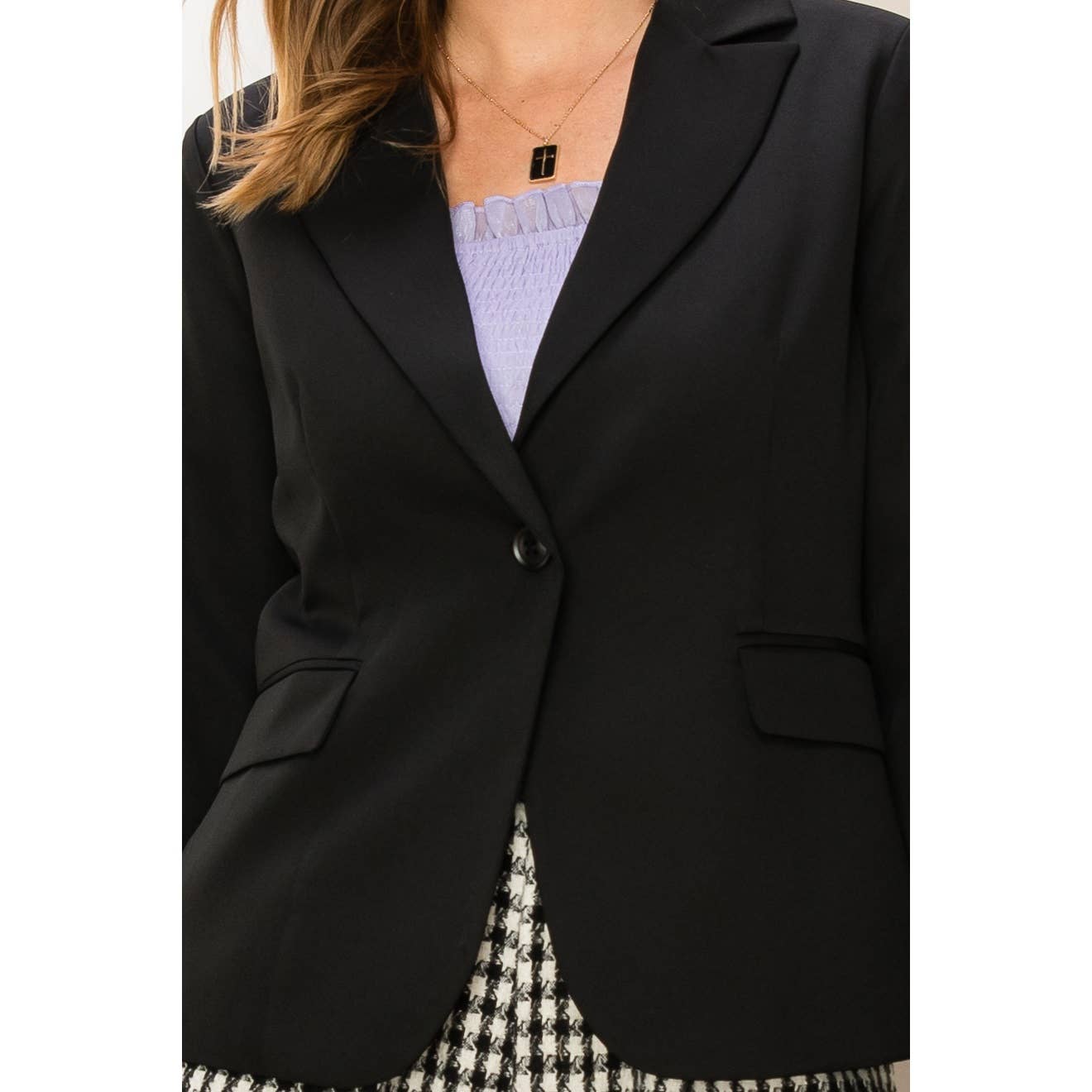 DIAL MY NUMBER SINGLE BUTTON BLAZER: BLACK / L