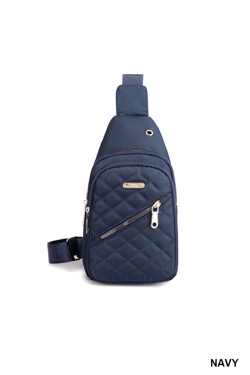 42POPS - `.Quilted Multi Pocket Crossbody Sling Bag