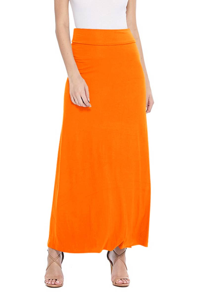 Solid Color Basic Casual Knit Long Maxi Skirt