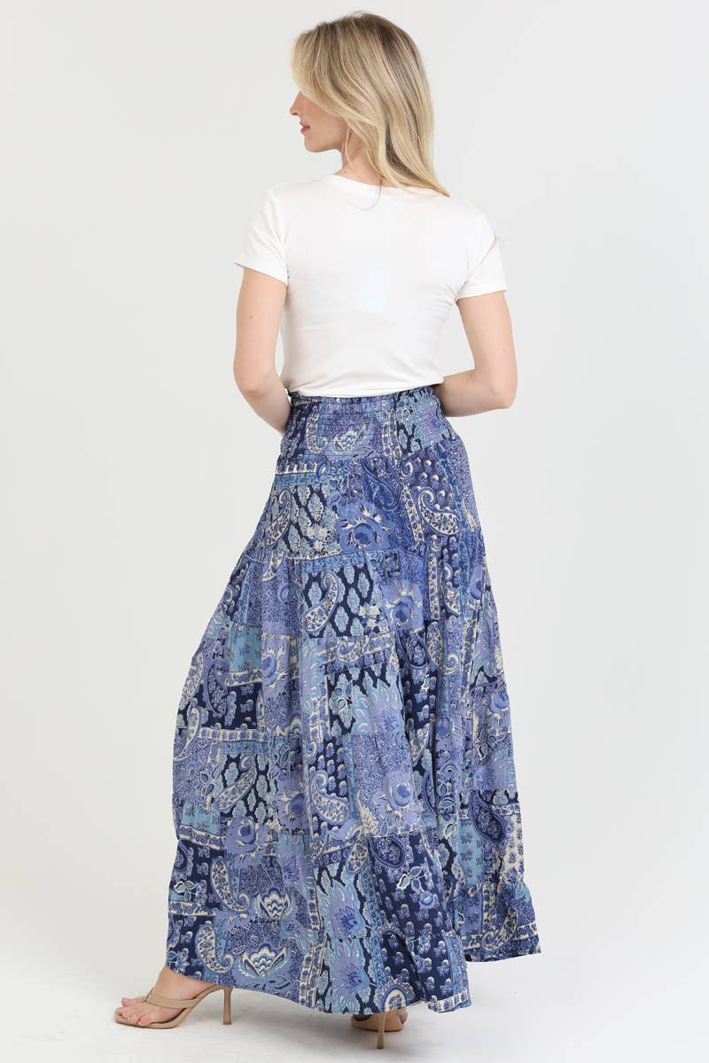 Nostalgia - N6P57-W909 TIERED PRINTED MAXI SKIRT