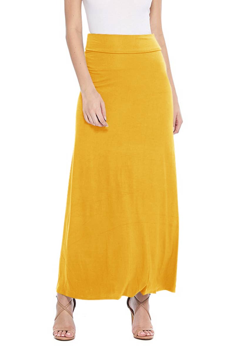 Solid Color Basic Casual Knit Long Maxi Skirt