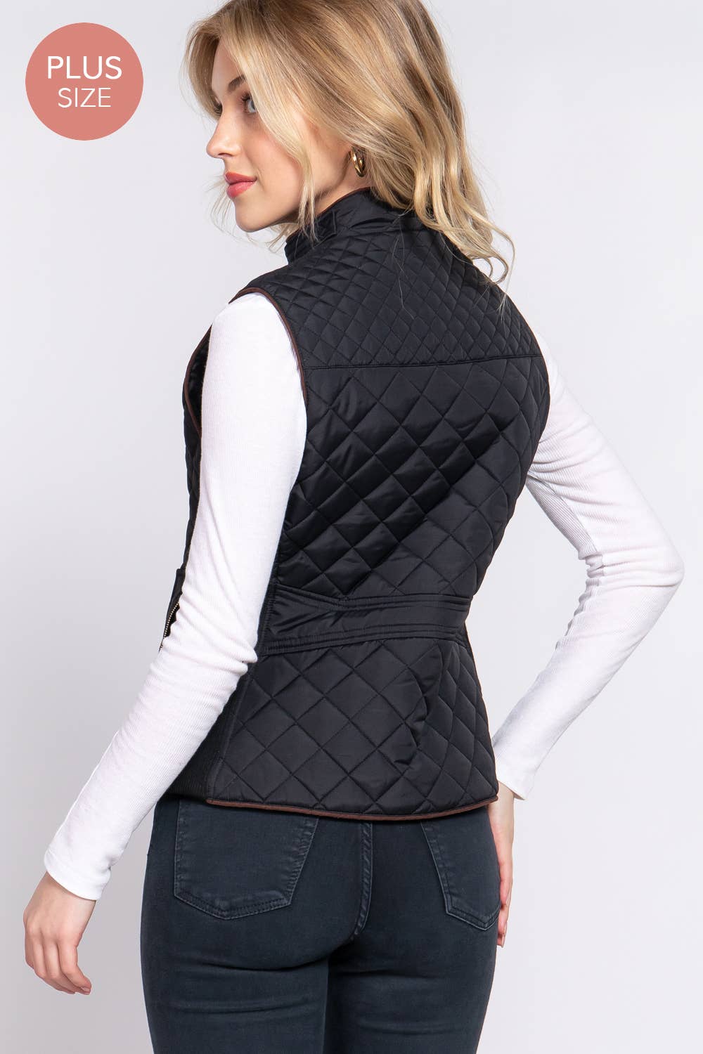 Active Basic | Active USA - Suede Piping Quilted Padding Vest