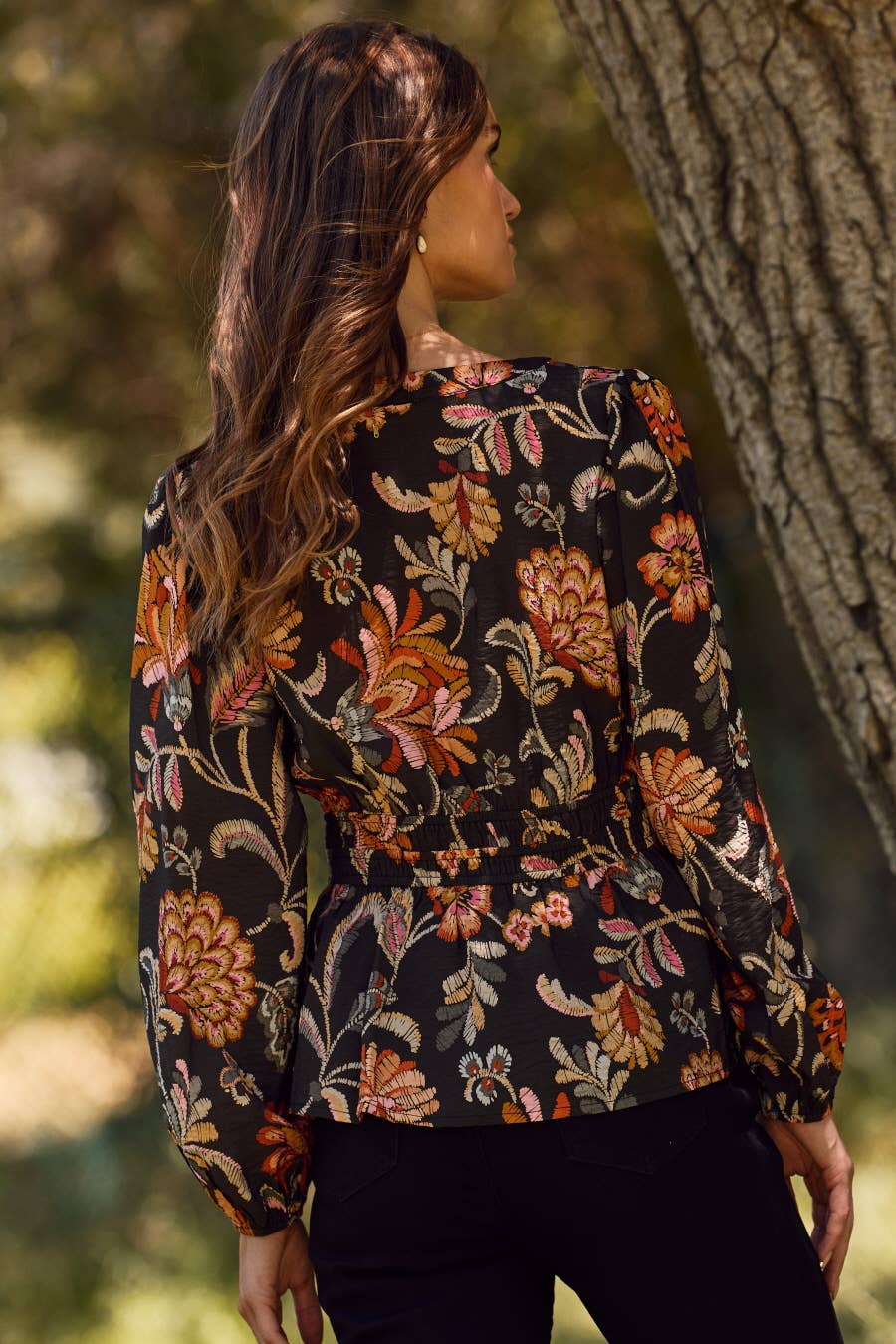 Oddi - Floral Printed Peplum Style Blouse