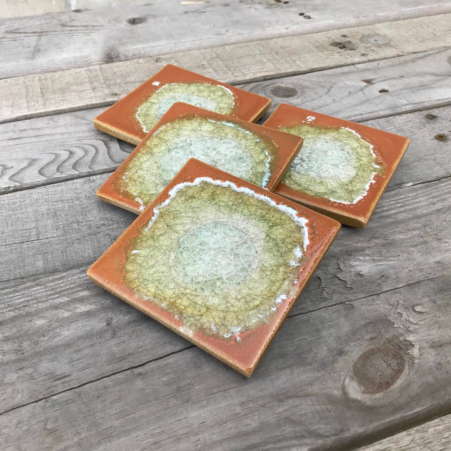 Dock 6 Pottery - Square Coaster - Pumpkin - Individual Coaster
