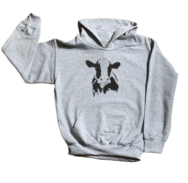 EMBELLISH By Kathleen - Embroidered Youth Hoodie: Cow