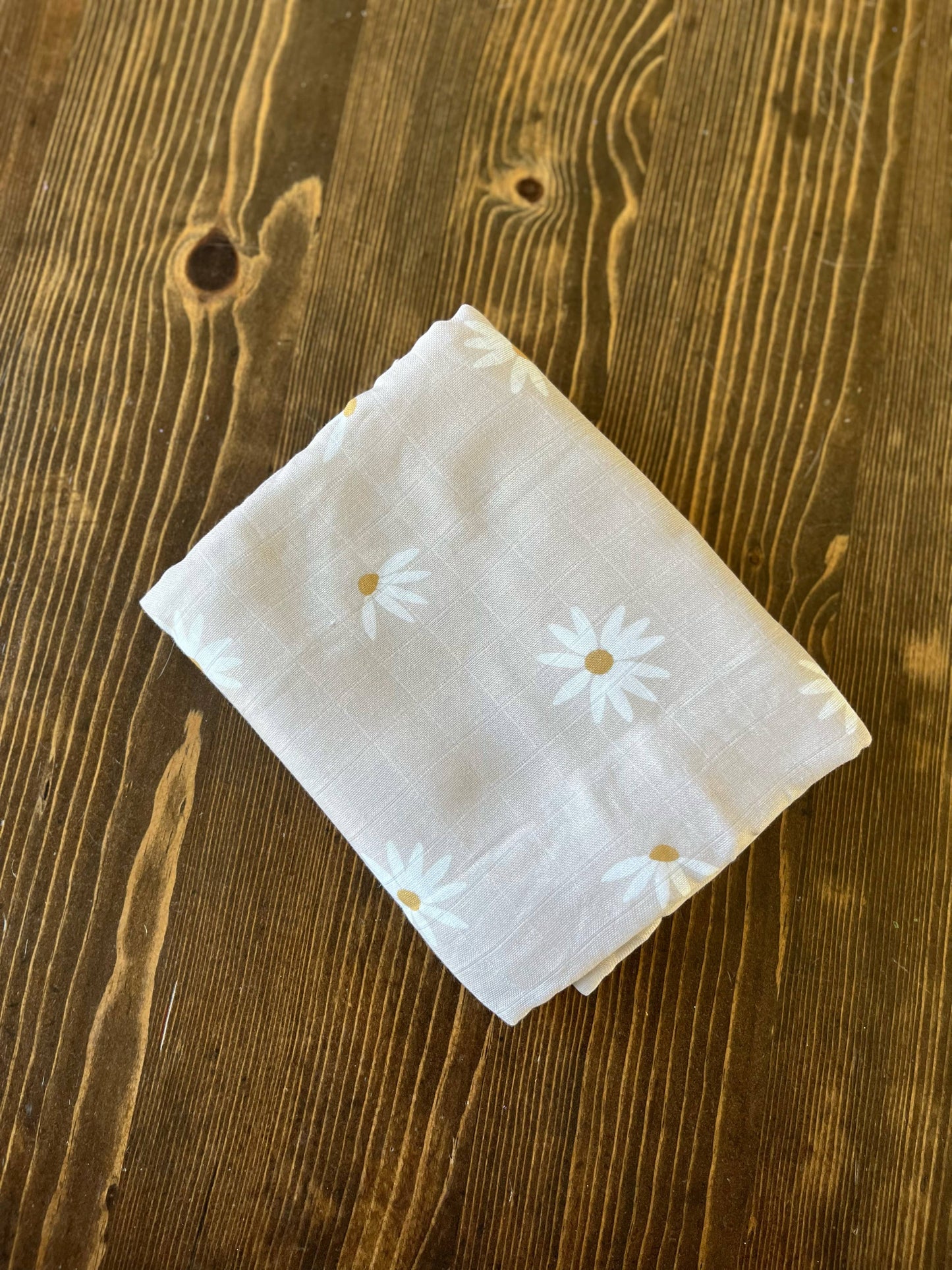Daisy Swaddle Blanket, Pink Floral Muslin Baby Blanket