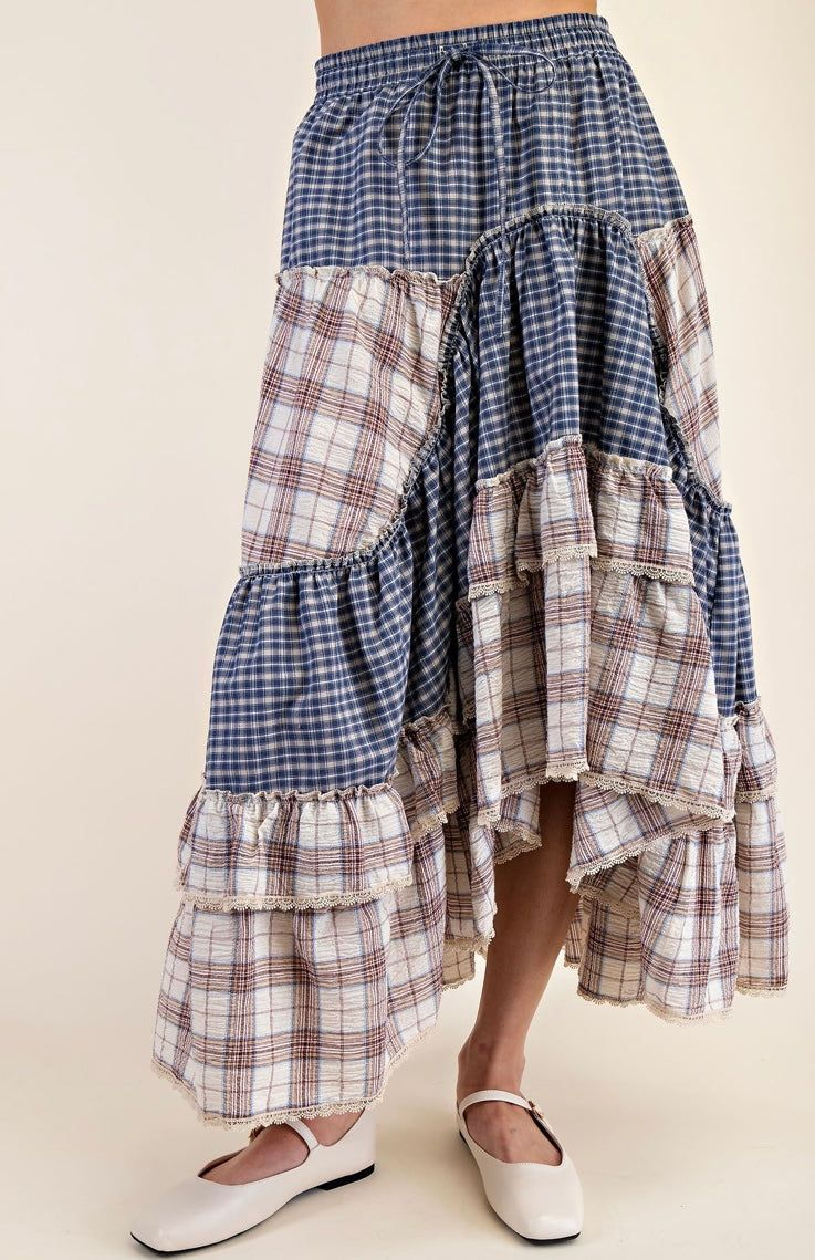 Navy Patchwork Skirt