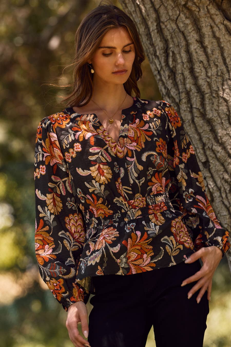 Oddi - Floral Printed Peplum Style Blouse