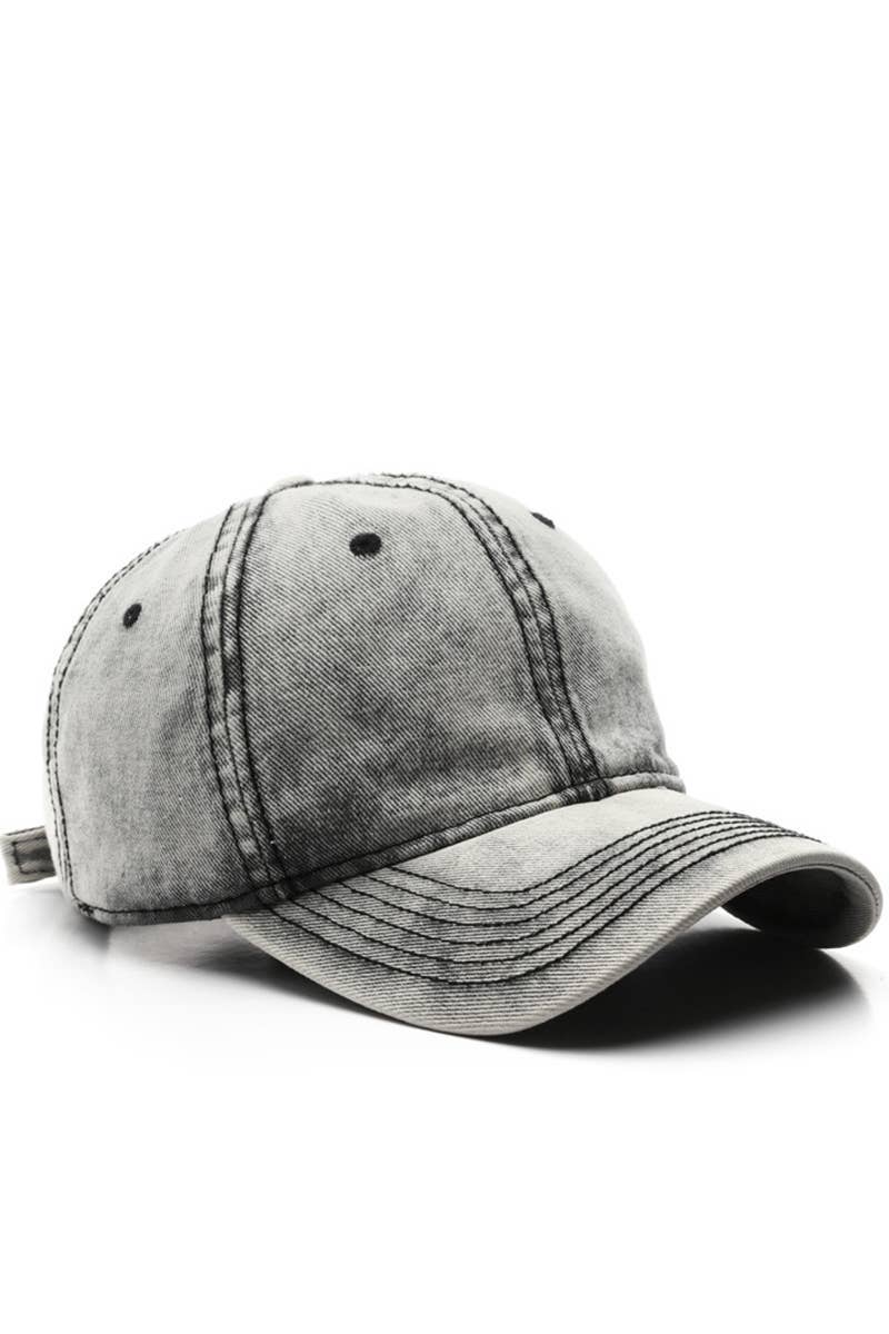 Lovenne - Washed Denim Solid Baseball Cap Street Style_Cwah0527