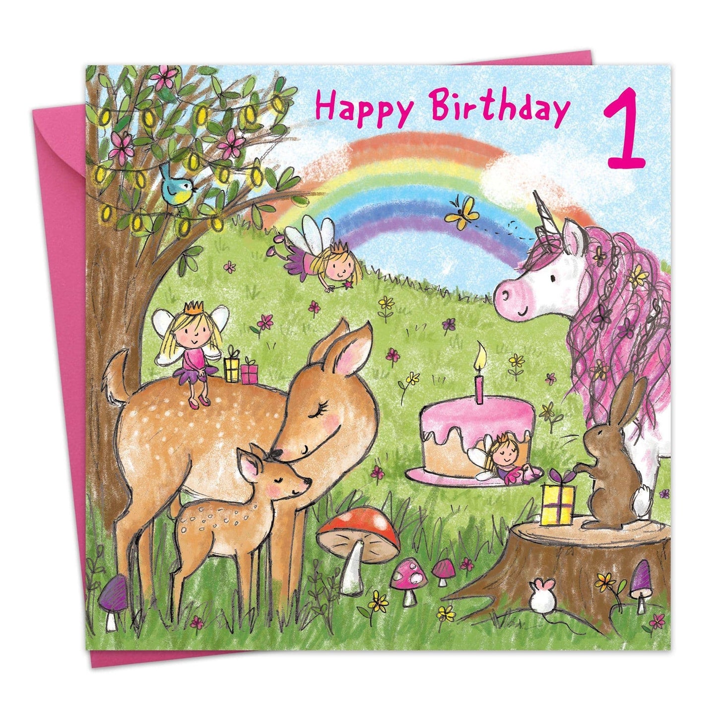 Twizler Ltd - Unicorn Age 1 Birthday Card Girls