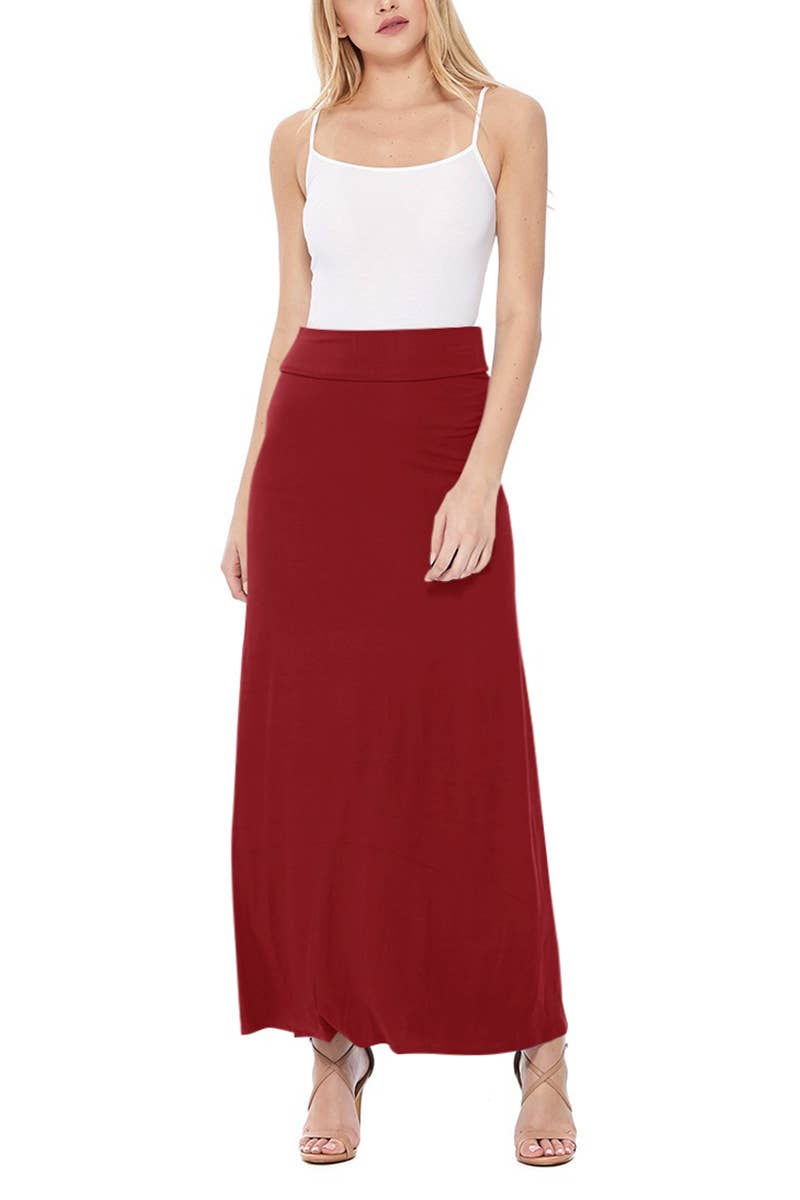 Solid Color Basic Casual Knit Long Maxi Skirt