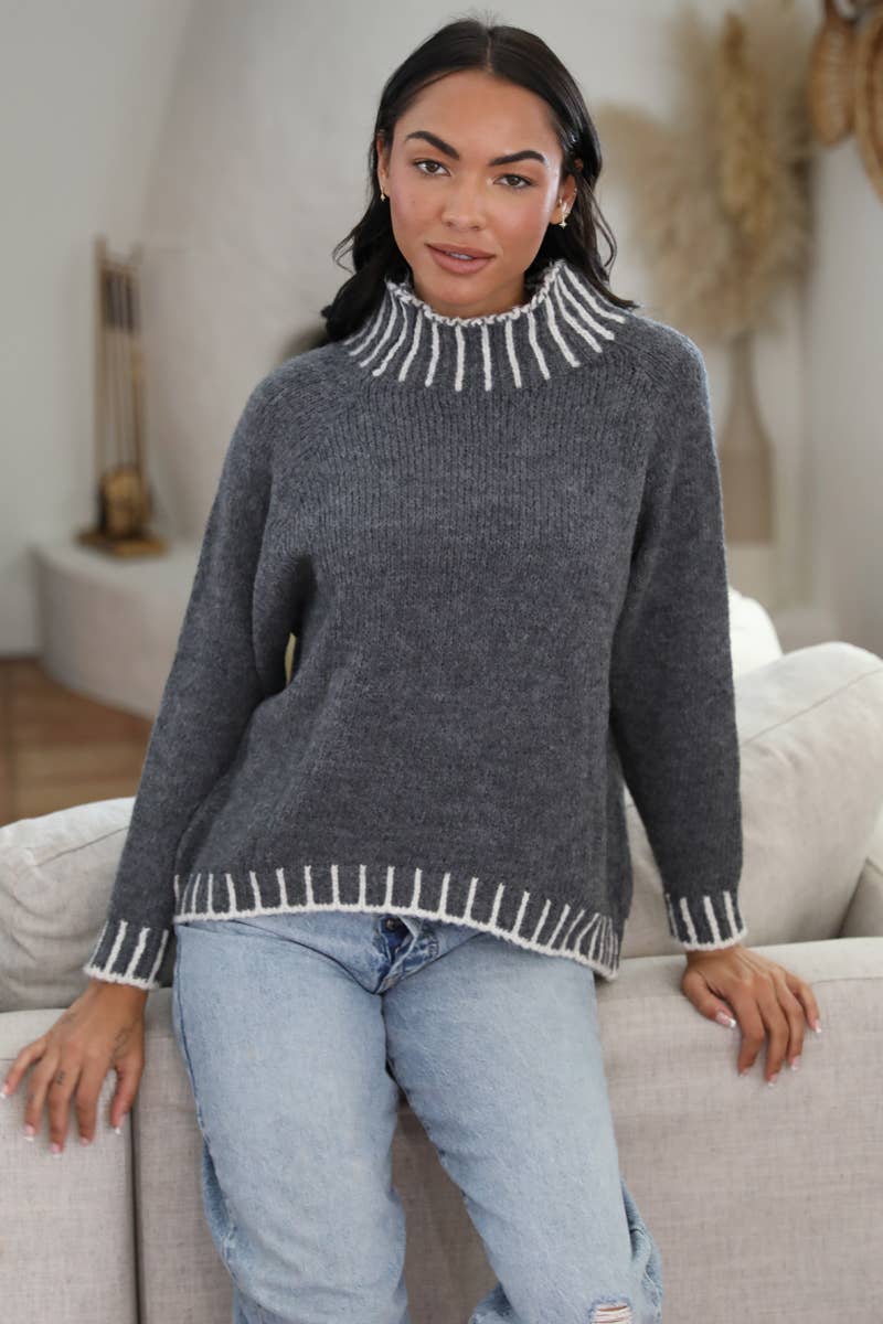 Nostalgia - NHQ23-ASIS ONE SIZE PULLOVER SWEATER WITH IVORY STICHES