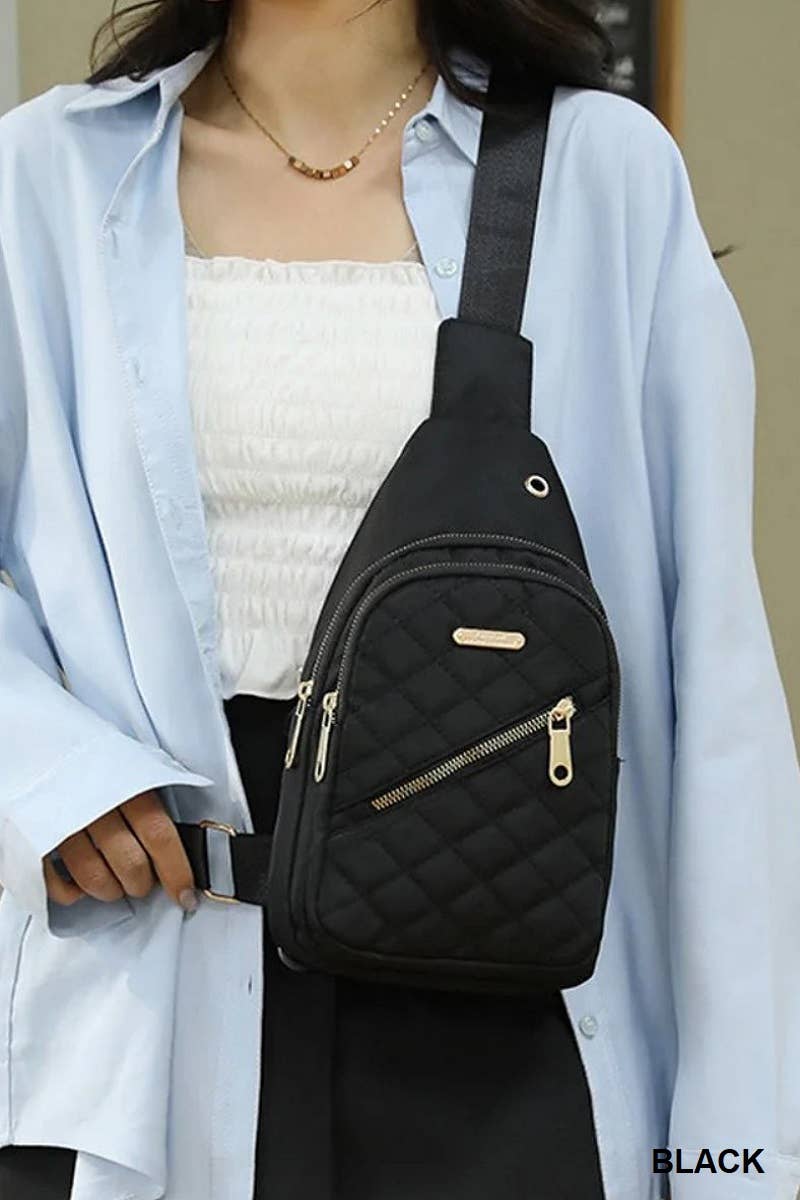 42POPS - `.Quilted Multi Pocket Crossbody Sling Bag