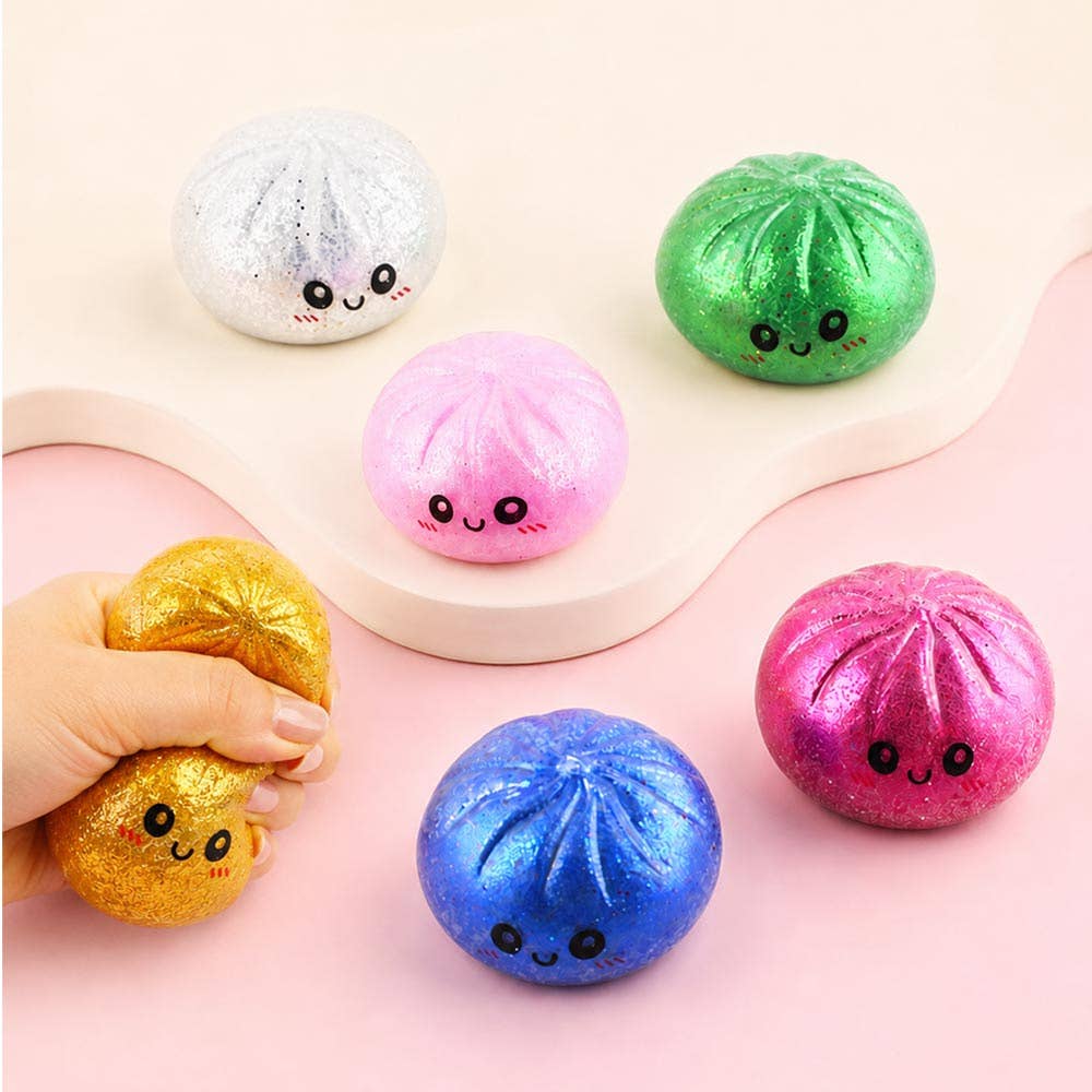 Sensibling Corp. - 12PCS - Metallic Steamed Bao Bun Dumpling Squeeze Squishy Stress Relief Toy