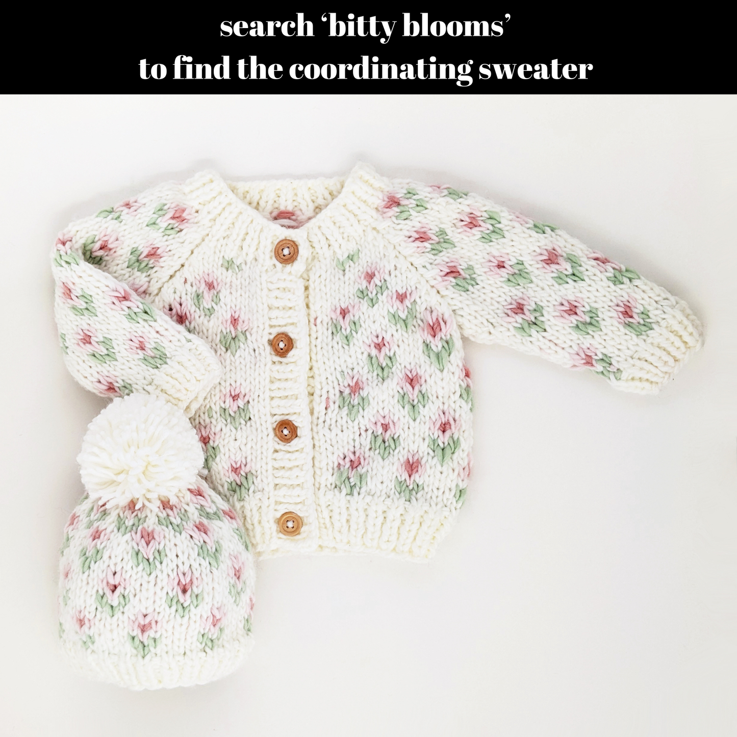 Huggalugs - Bitty Blooms White Beanie Hat Baby & Kids