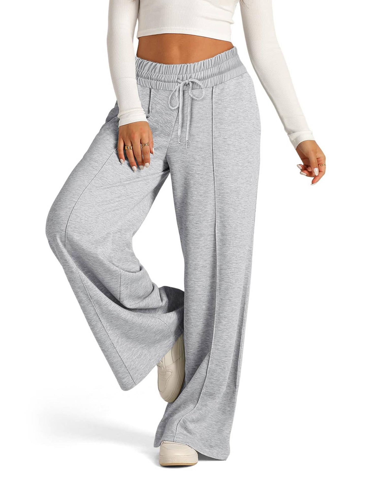Wholesalesir - Solid Color Waist Wide Leg Casual Pants