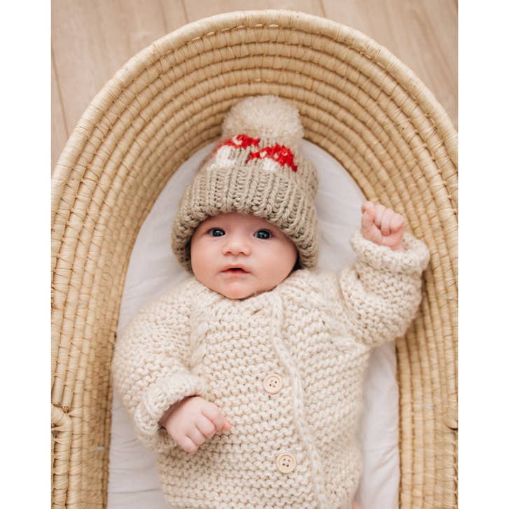Huggalugs - Mushroom Hand Knit Beanie Hat Baby & Kids