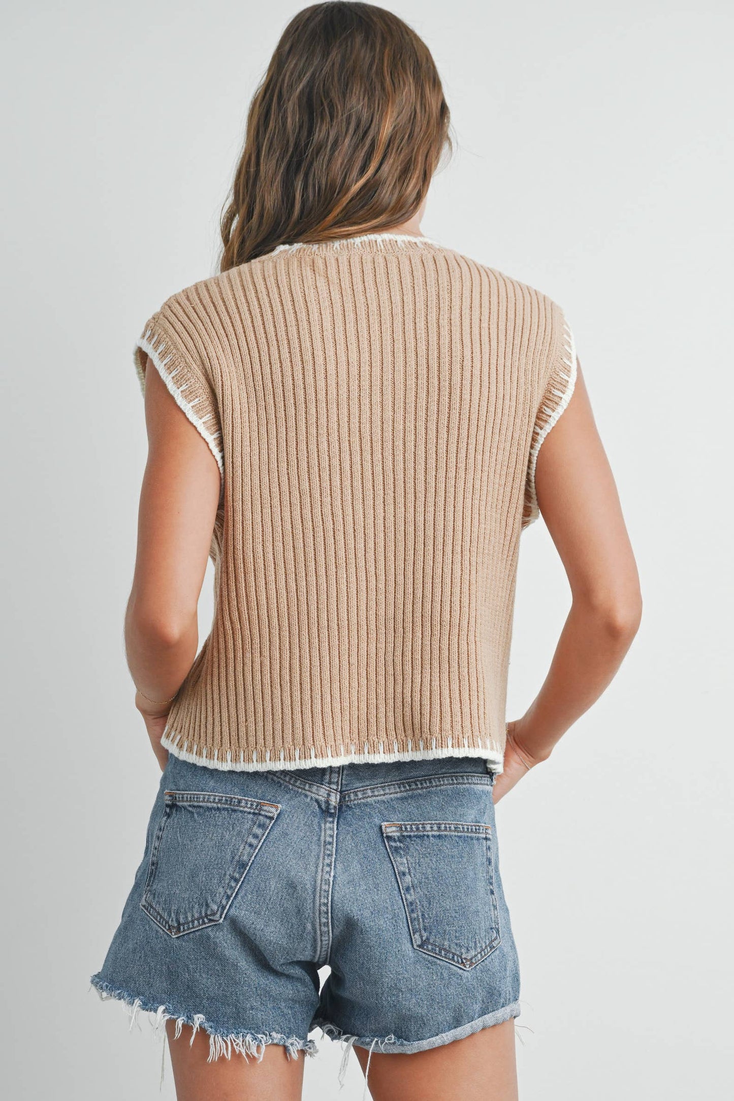 BUTTERMELON - SOLID CAP SLEEVE SWEATER VEST - BMW7447